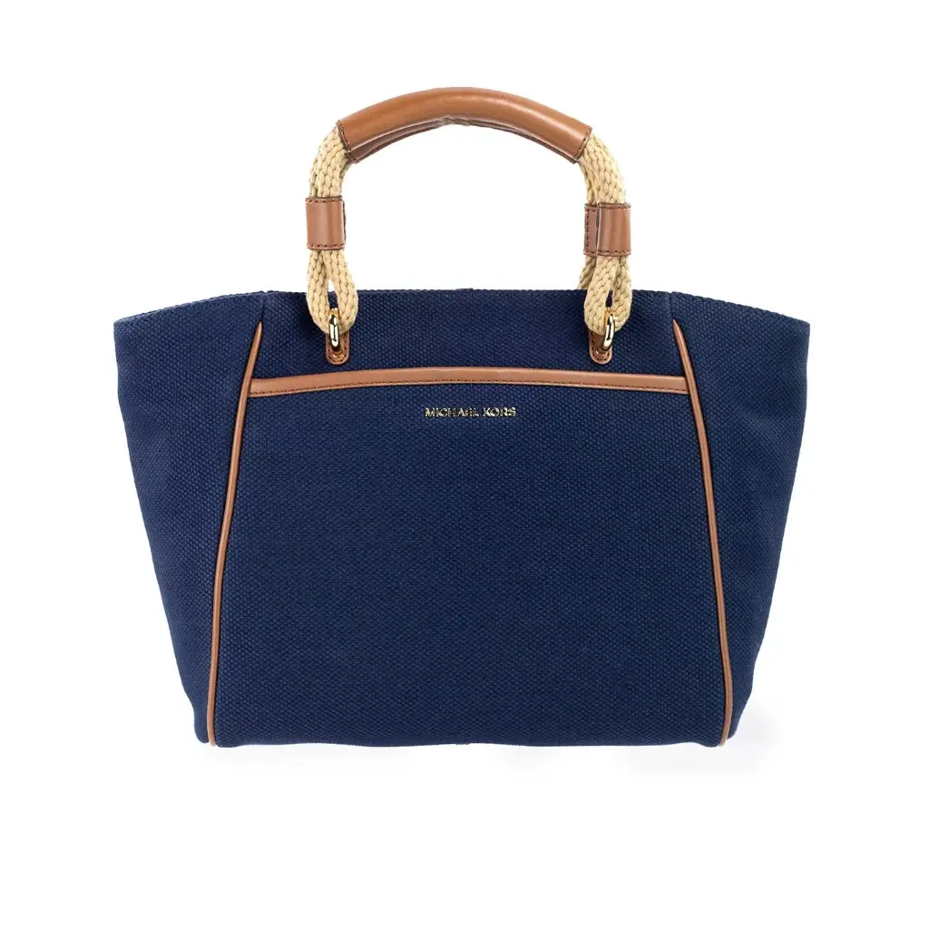 Michael Kors - Talia Small Navy Cotton Canvas Tote Crossbody Purse