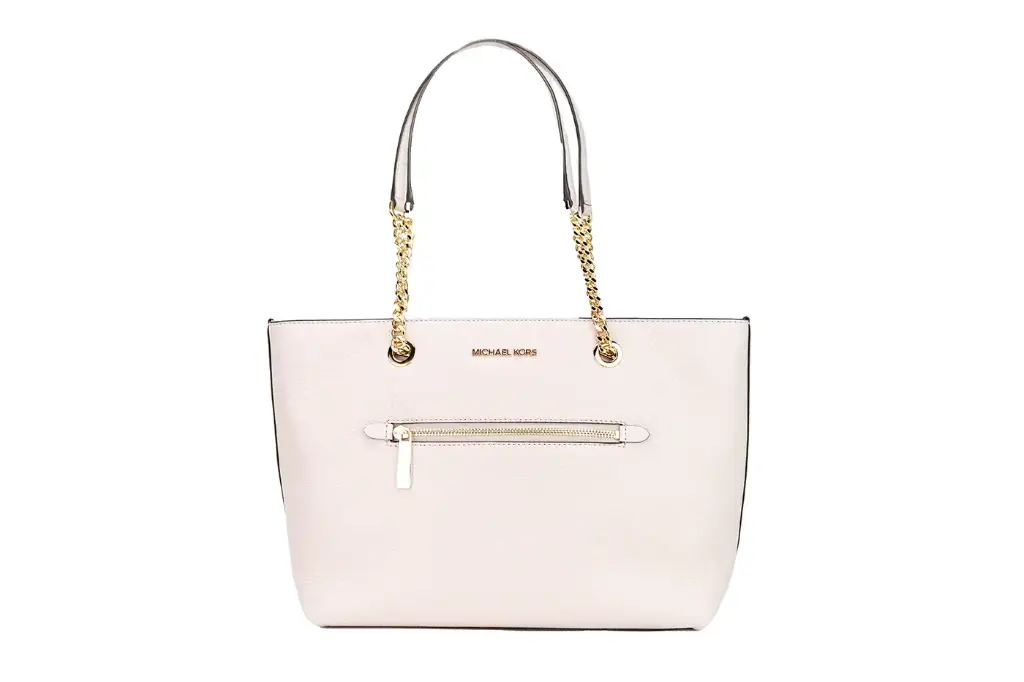 Jet Set Medium Powder Blush Leather Front Zip Chain Tote Bag Purse