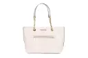 Jet Set Medium Powder Blush Leather Front Zip Chain Tote Bag Purse