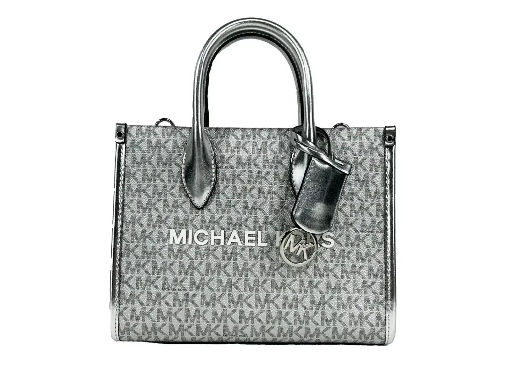 Mirella Signature Small Top Zip Tote Bag Silver