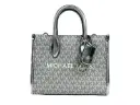 Mirella Signature Small Top Zip Tote Bag Silver