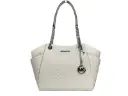 Jet Set Large Chain Shoulder Tote Bag White Silver