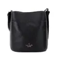 Leila Small Black Pebbled Leather Bucket Shoulder Crossbody Bag