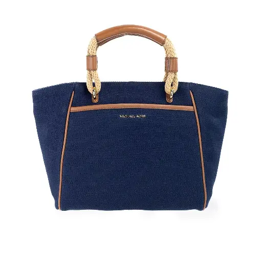 [BG 40133] Michael Kors - Talia Small Navy Cotton Canvas Tote Crossbody Purse