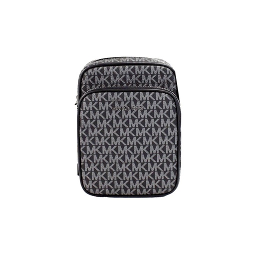 [BG 4334607] Black Silver PVC Flight Leather North South Chain Crossbody Bag