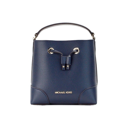 [BG 4382413] Mercer Small Navy Pebbled Leather Bucket Crossbody Bag Purse
