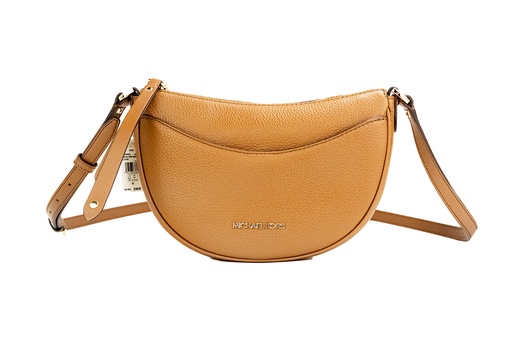 [BG 4170436] Dover Small Luggage Pebbled Leather Half Moon Crossbody Bag Purse