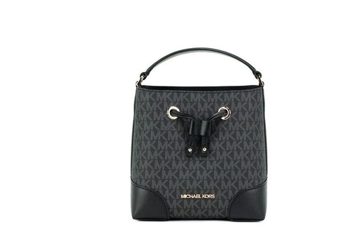 [BG 1924819] Mercer Small Black Signature Leather Bucket Crossbody Handbag Purse