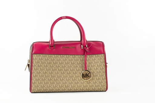 [BG 4383289] Travel Medium Carmine Pink Signature PVC Duffle Crossbody Bag Purse