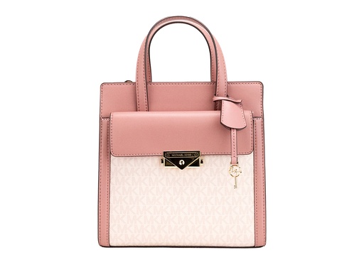 [BG 4170409] Cece Small Pink PVC North South Flap Tote Crossbody Bag Purse