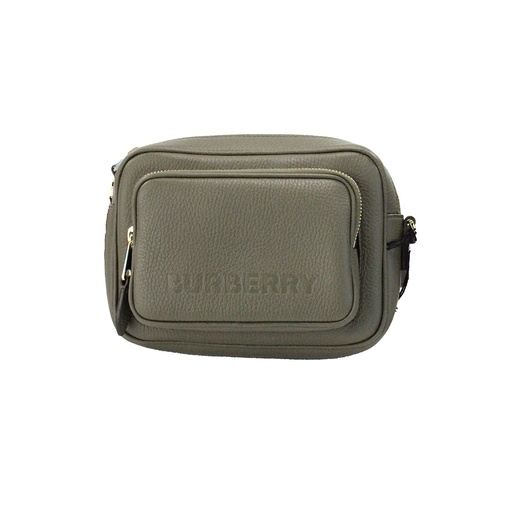 [BG 4413146] Small Branded Dark Fern Green Grainy Leather Camera Crossbody Bag