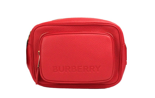 [BG 4402651] Small Branded Bright Red Grainy Leather Camera Crossbody Bag