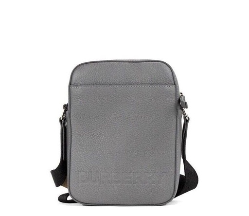 [BG 2463226] Thornton Small Grey Embossed Logo Grainy Leather Crossbody Handbag