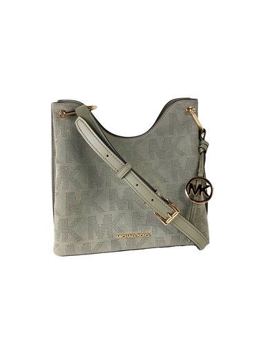 [BG 1485891] Joan Large Perforated Suede Leather Slouchy Messenger Handbag (Army Green)