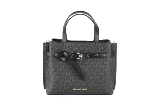 [BG 4216268] Emilia Small Black Signature PVC Satchel Crossbody Handbag Purse
