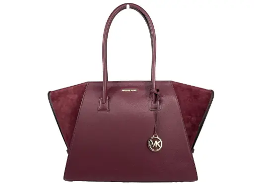 [BG 6201570] Avril XL Suede Leather Top Zip Satchel Bag Oxblood Red