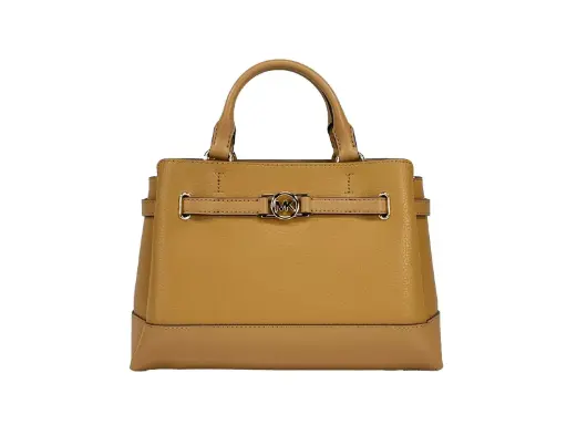 [BG 6181968] Reed Small Leather Belted Satchel Crossbody Bag Brown