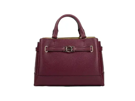 [BG 6181962] Reed Small Leather Belted Satchel Crossbody Bag Oxblood