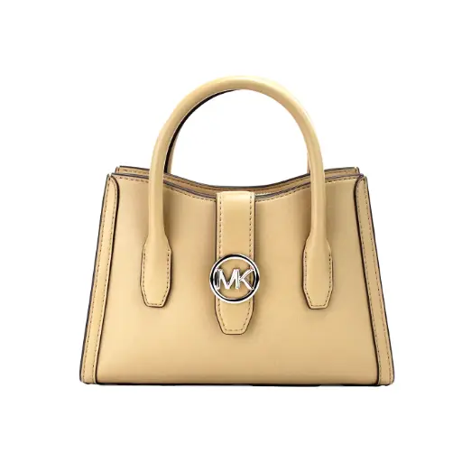 [BG 4397276] Gabby Small Camel Faux Leather Top Zip Satchel Crossbody Bag
