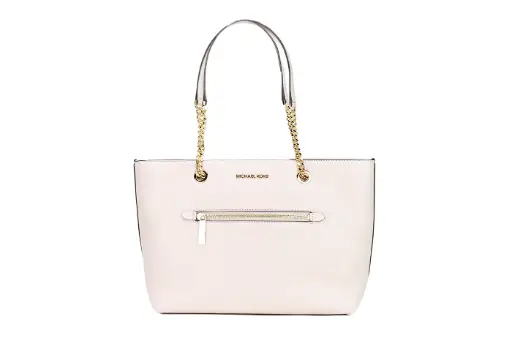 [BG 4184291] Jet Set Medium Powder Blush Leather Front Zip Chain Tote Bag Purse