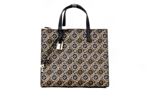 [BG 3977004] Mini Grind Signet Printed Leather Crossbody Tote Handbag Purse