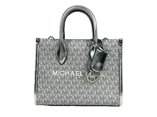[BG 6532627] Mirella Signature Small Top Zip Tote Bag Silver
