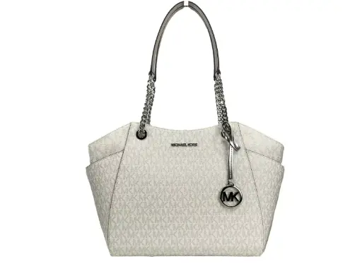 [BG 6201514] Jet Set Large Chain Shoulder Tote Bag White Silver