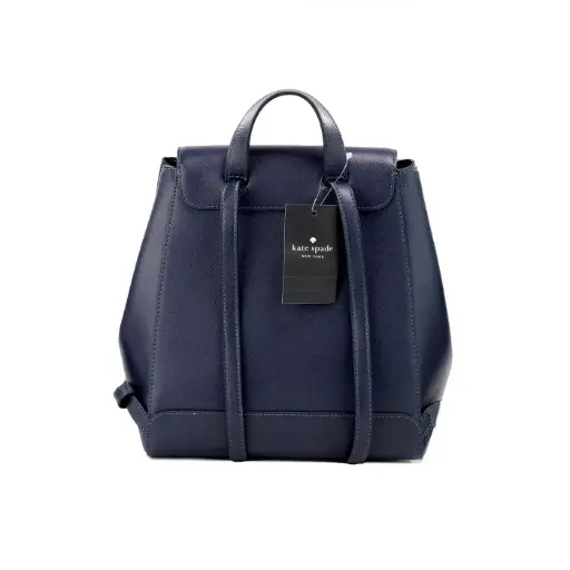 [BG 4414769] Madison Navy Saffiano Leather Medium Flap Shoulder Backpack Bag