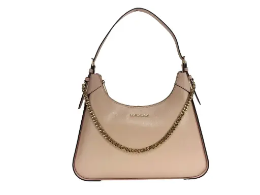 [BG 4535943] Wilma Large Smooth Leather Chain Shoulder Bag Purse Powder Blush
