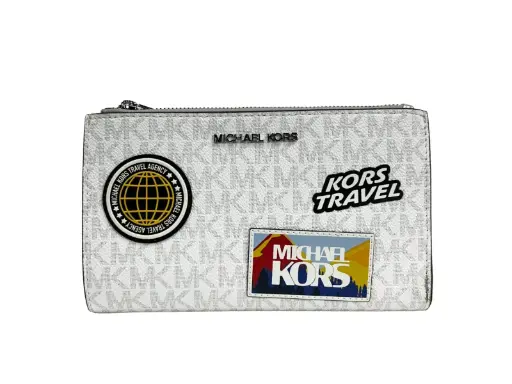 [BG 6482652] Jet Set Travel Double Zip Wristlet Wallet White