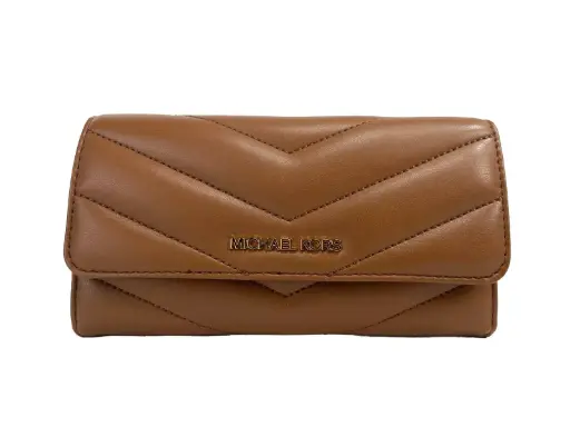 [BG 4544903] Jet Set Travel Large Quilted Leather Trifold Wallet Brown